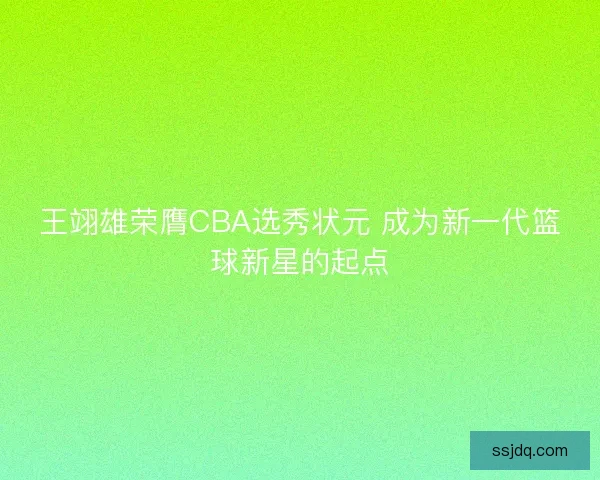 王翊雄荣膺CBA选秀状元 成为新一代篮球新星的起点 王翊雄荣膺CBA选秀状元 成为新一代篮球新星的起点