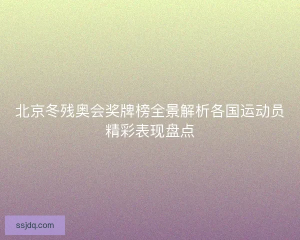 北京冬残奥会奖牌榜全景解析各国运动员精彩表现盘点