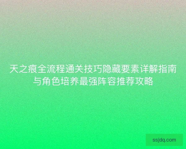 天之痕全流程通关技巧隐藏要素详解指南与角色培养最强阵容推荐攻略 天之痕全流程通关技巧隐藏要素详解指南与角色培养最强阵容推荐攻略
